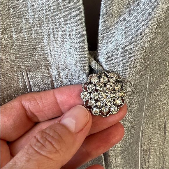 Olivianne Silver Skirt & Jacket Set Bejeweled Sz 16 Mother of the Bride - Picture 5 of 13